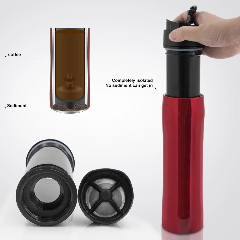 350ML French Press Stianless Steel Portable Coffee Press Maker Travel With Coffee Plunger Filter Double Wall Vacuum Mug Pot coffee maker french press coffee press coffee press