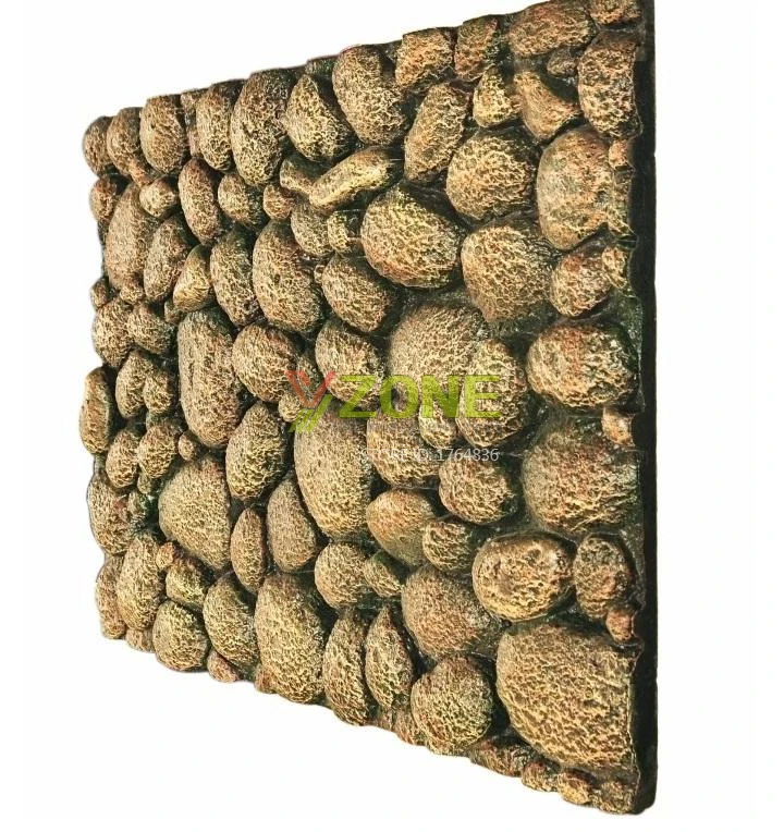 2 PCS 60x45cm Foam Yellow Cobblestone Style 3D Aquarium Background Board Rock for Fish Reptile Tank |