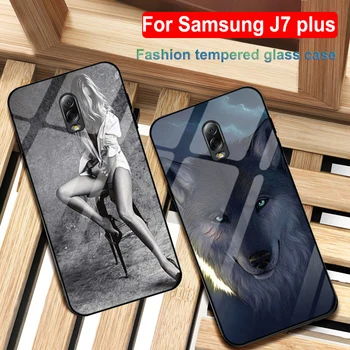 

For Samsung galaxy J7+ J7 plus case Tempered Glass + Silicone Frame Glass Hard back Cover For Samsung J7plus J7 + J7310 shell