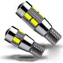 2pcs High Power 5W T10 Car Clearance Lights Plate signal Width Light Xenon White LED CANBUS 10SMD 5730 Cree Lens Projector