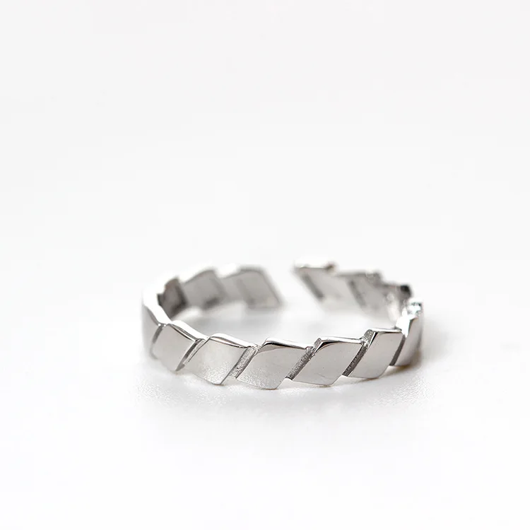 geometric simple open ring 100% Sterling 925 silver Jewelry Vintage Adjustable rings for women gift free size