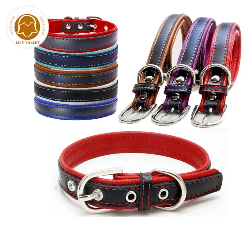 PU Leather Dog Puppy Cat Collars Padded Soft Comfortable Collar for