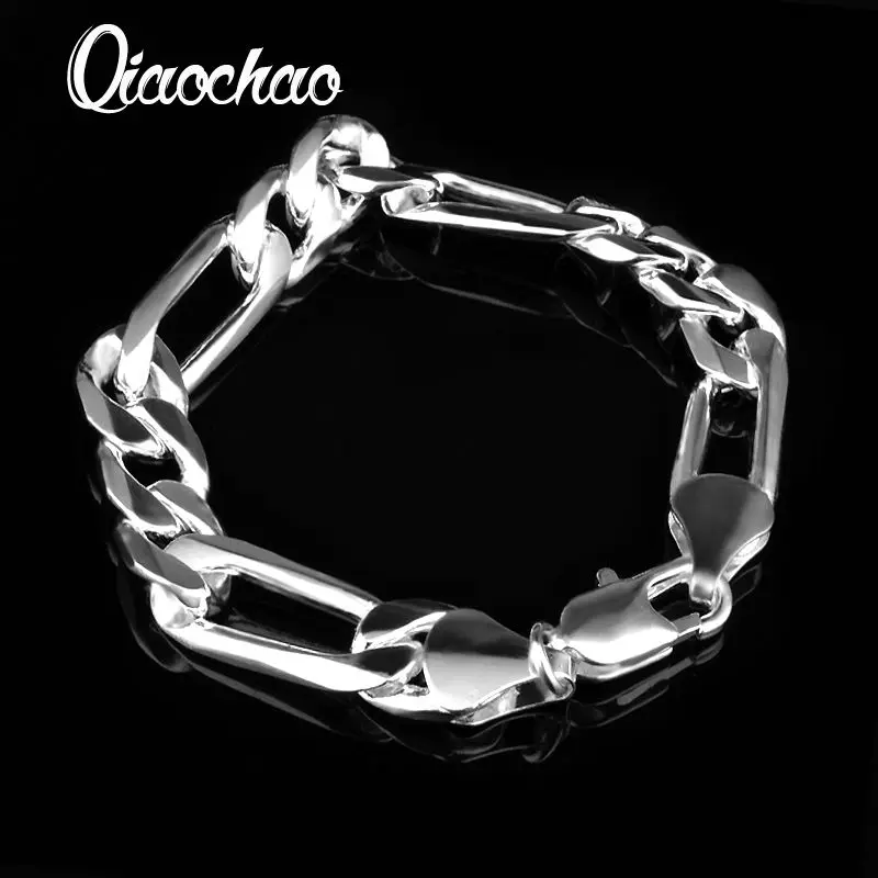 Top quality Men's Jewelry 925 stamped silver plated 10mm chains 10