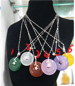

Natural Ice Purple Green 6 color Agate Pendant Buckle Crystal Jade Necklace Amp Silver Cord S925 Wholesale
