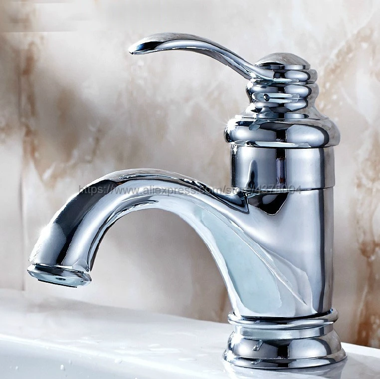 Polished Chrome Concise Bathroom Faucet finish Basin Sink Faucet Single Handle water taps Nnf058