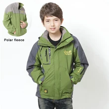 6-14 ans 2 pièce garçon manteau veste imperméable + polaire doublure enfants manteau automne enfants d’hiver en plein air vestes épaissir tranchée