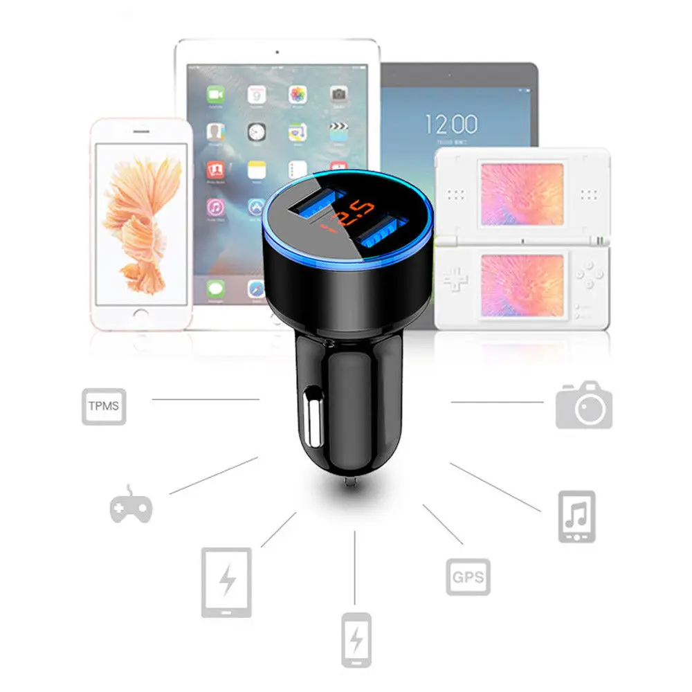 Rovtop двойной Переходник USB для зарядки в машине светодиодный дисплей 5В 3.1A Быстрая