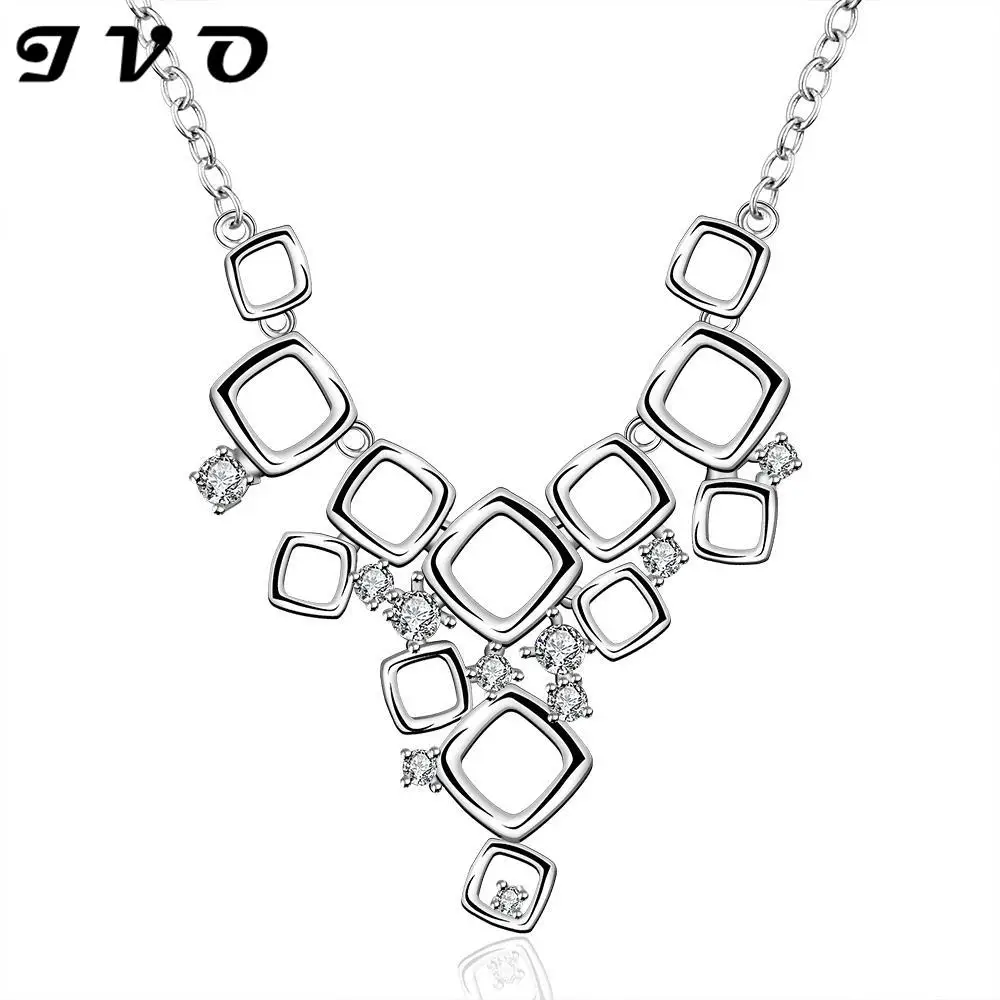 18 inch Crystal 925 Sterling Silver Long Necklace for Women Girl