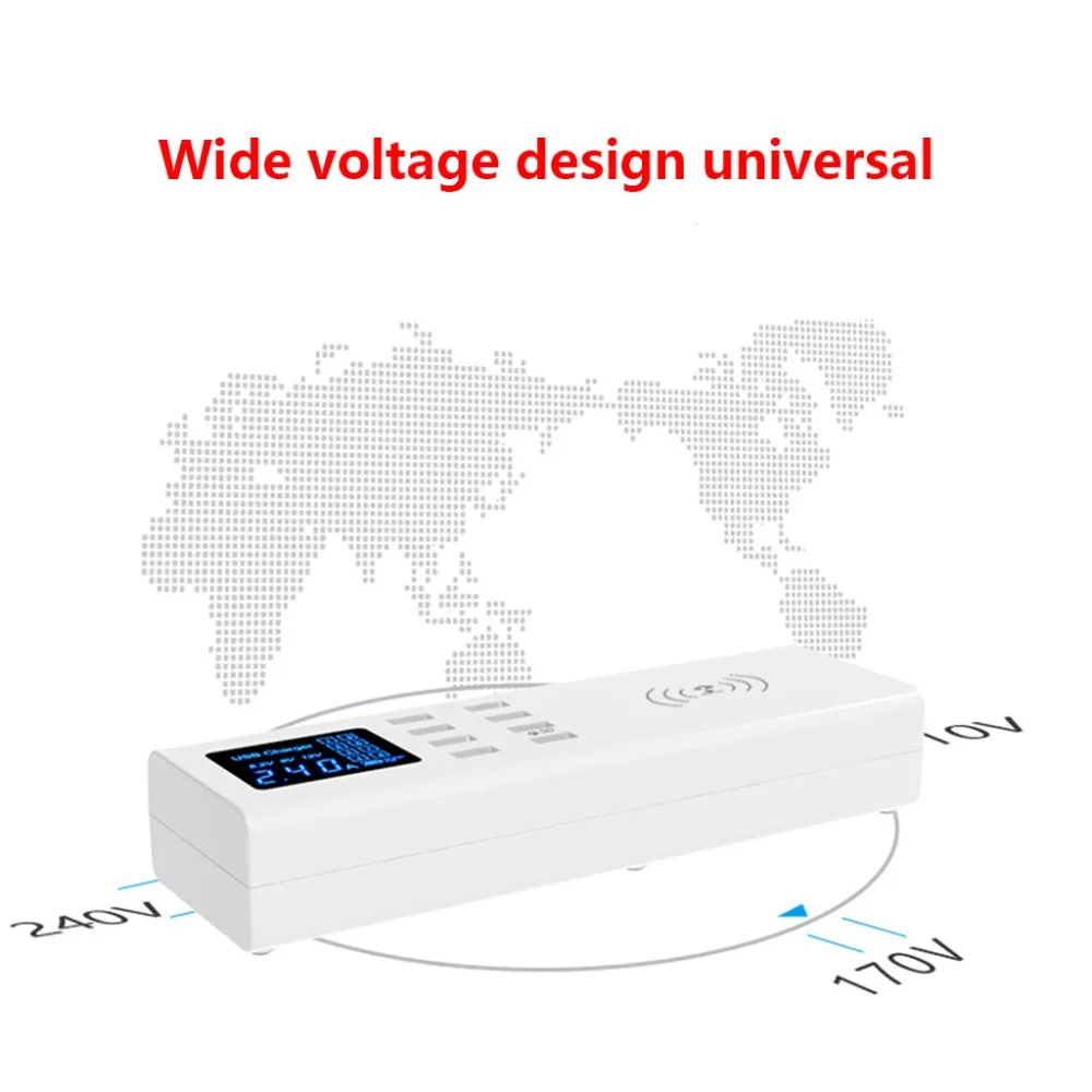 QI Беспроводное зарядное устройство Quick Charge 3,0 Смарт USB зарядное устройство станция концентратор светодиодный дисплей адаптер питания для быстрой зарядки для iPhone samsung Hu