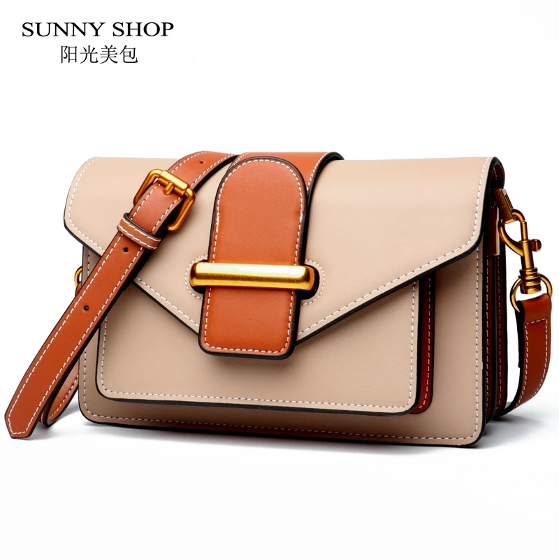 

SUNNY SHOP Luxury Handbags Women Bags Designer Genuine Leather Women Messenger Bag Small Crossbody Bags women leather handbags