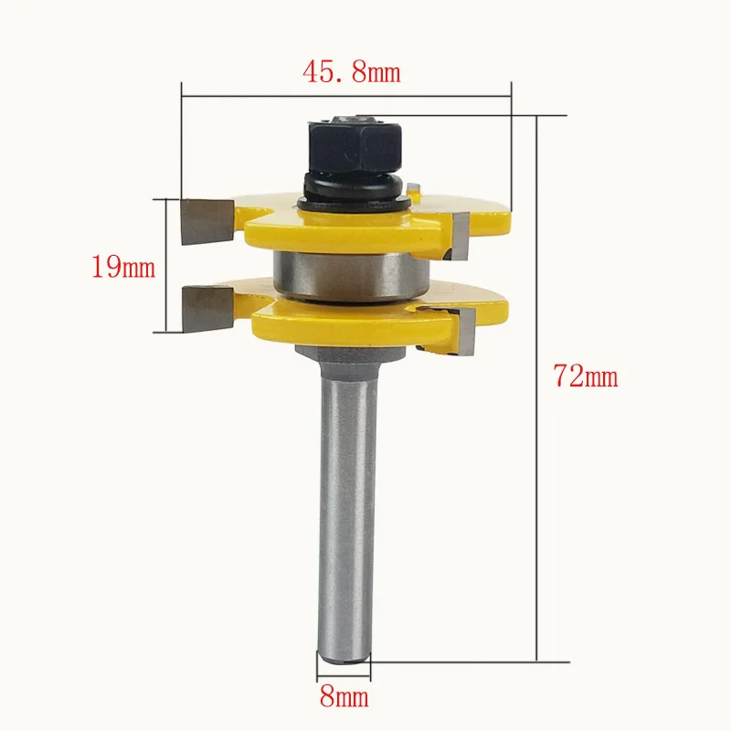 2 шт 8 мм хвостовик Язык и паз шарнирное соединение набор фрезов 3/" шток Режущий инструмент для дерева-RCT резец для дерева фрезерные инструменты