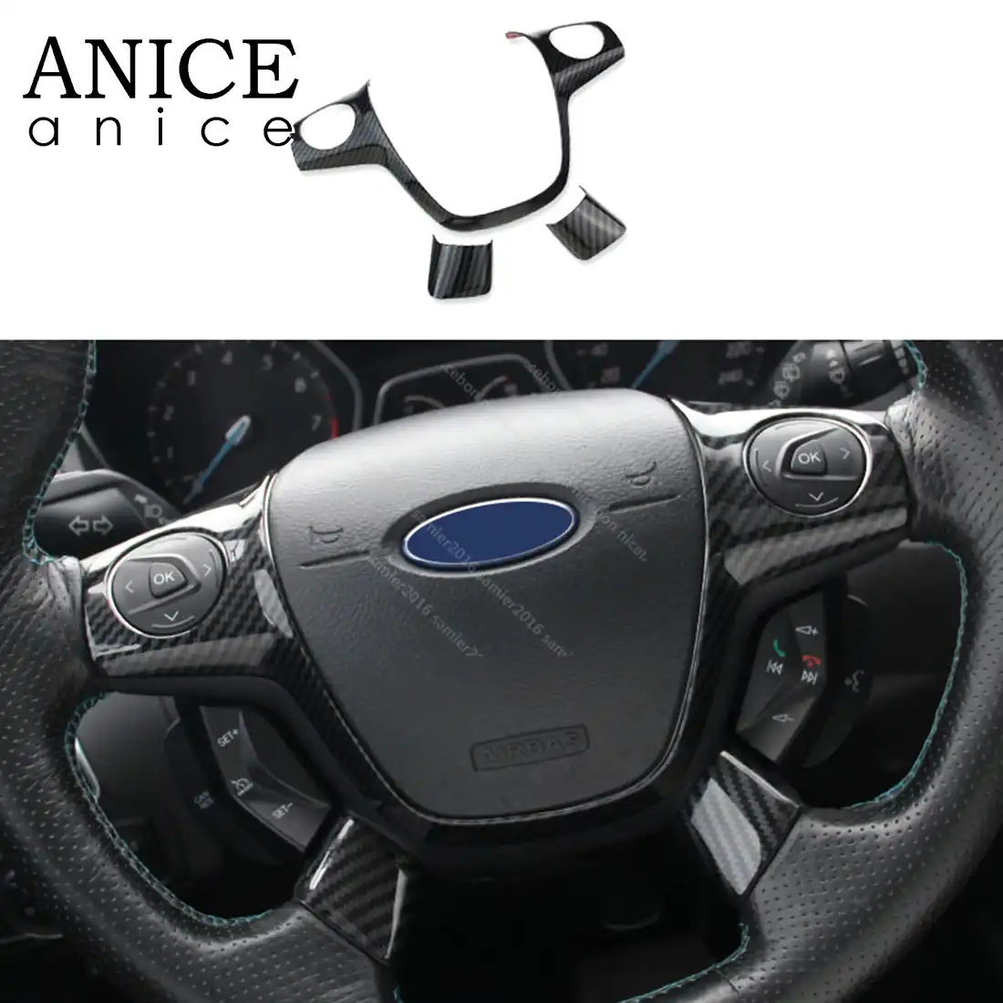 Fit For Ford Focus Escape Kuga C Max 3pc Carbon Fiber Color Steering Wheel Cover Automotive Interior Stickers Aliexpress Fit For Ford Focus Escape Kuga C Max 3pc Carbon Fiber Color Steering Wheel Cover Automotive Interior Stickers Aliexpress
