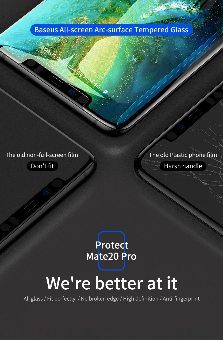 Защитная пленка Baseus 0,3 мм для huawei mate 20 Pro, закаленное стекло, полное покрытие, Защита экрана для huawei mate 20 Pro mate 20