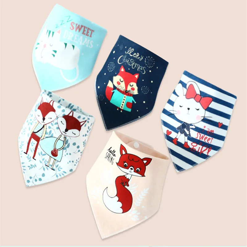 

Cotton Boy Girl Bandana Bib Burp Cloth Print Animal Triangle Baby Bibs for Baby Scarf Meal Collar Burp Baby Accessories