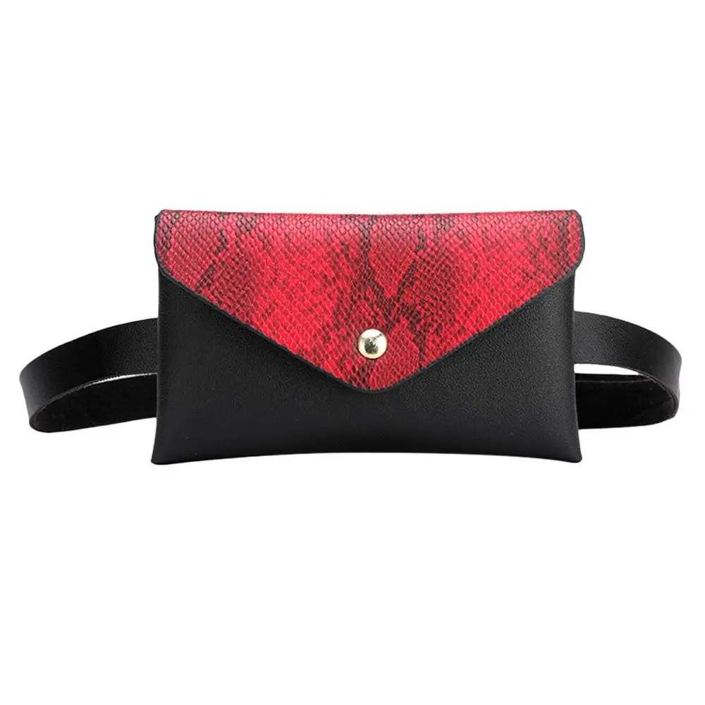 Модная новинка, женская уличная сумка-мессенджер из змеиной кожи на застежке, Спортивная нагрудная сумка, поясная сумка, женский пояс для девушек - Цвет: Красный