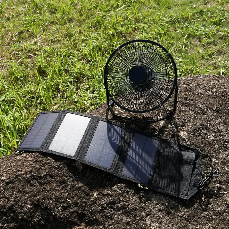 

8inch USB Solar Sensor Cooling Fan+7W Folding Solar Panel Bag Mobile Phone Charger for Dog House Greenhouse Chicken House