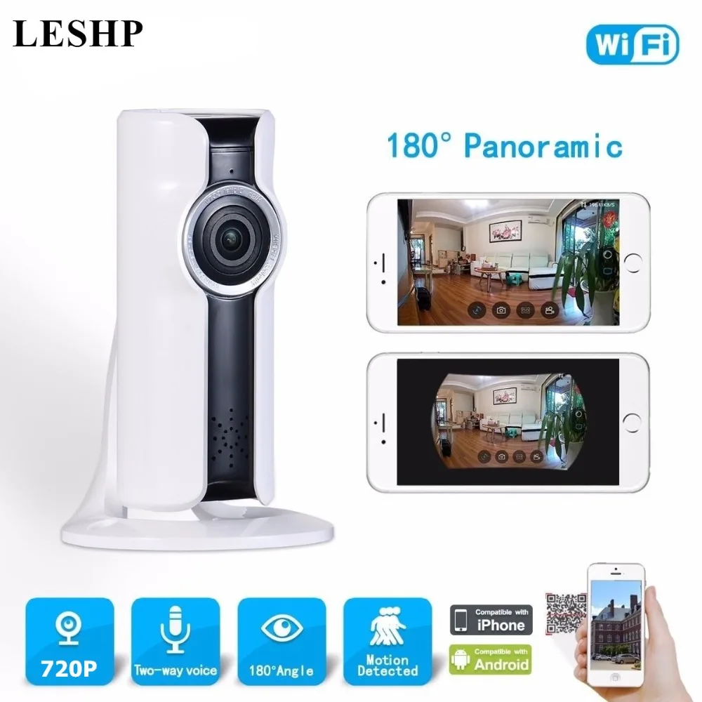 

Wireless WIFI IP Camera HD 720P Night Vision 180 Degrees Wide Angle Lens CCTV Home Security Camera Support Two-way Intercom