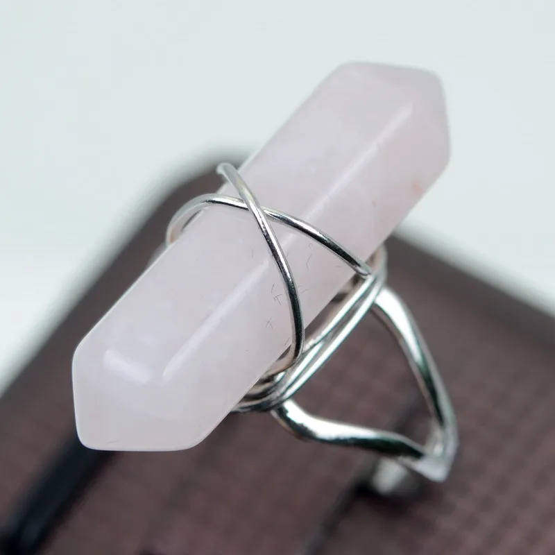 

Qilmily Unique Natural Stone Quartz Crystal Rings for Women Men Open Cuff Stone Adjustable Wedding Party Jewelry Ring Mini Gifts