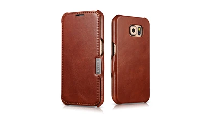 Icarer кожаный чехол для Galaxy S6 в стиле ретро из натуральной кожи с откидной крышкой для Samsung Galaxy S6 Магнитный чехол-книжка защитная сумка-чехол - Цвет: Brown