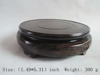 

Chinese manual sculpture black cherry wood vases Long Mu station showing stand