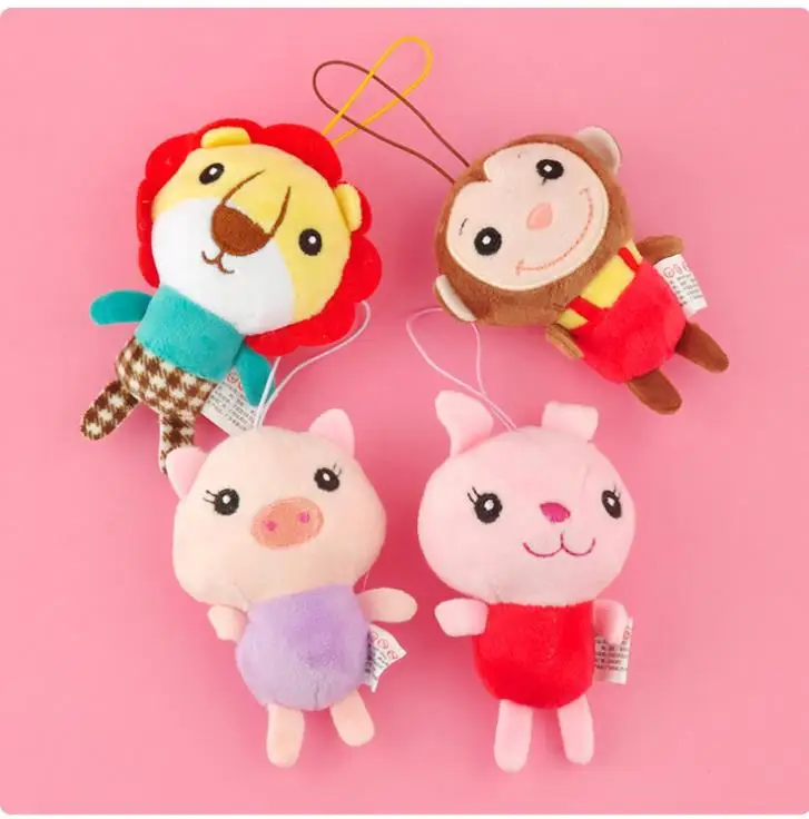 

1pcs Cute lion monkey plush pendant toy doll clamshell doll plush keychain 10cm color randomly prepare wj04