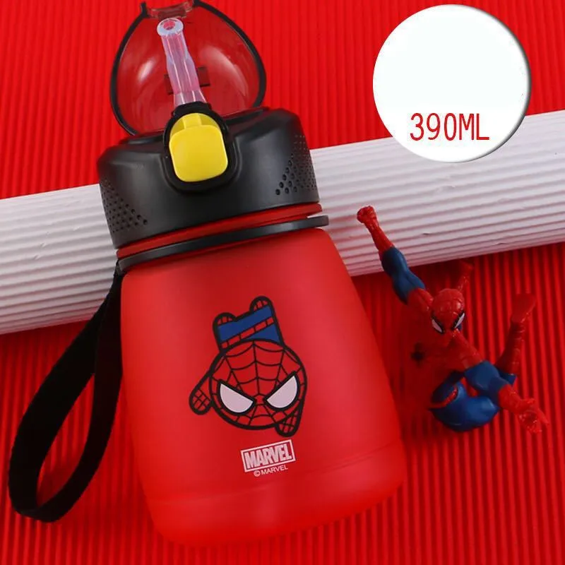 390 мл мультяшный Человек-паук Капитан Америка, детские бутылочки для кормления, чашки с соломенной водой