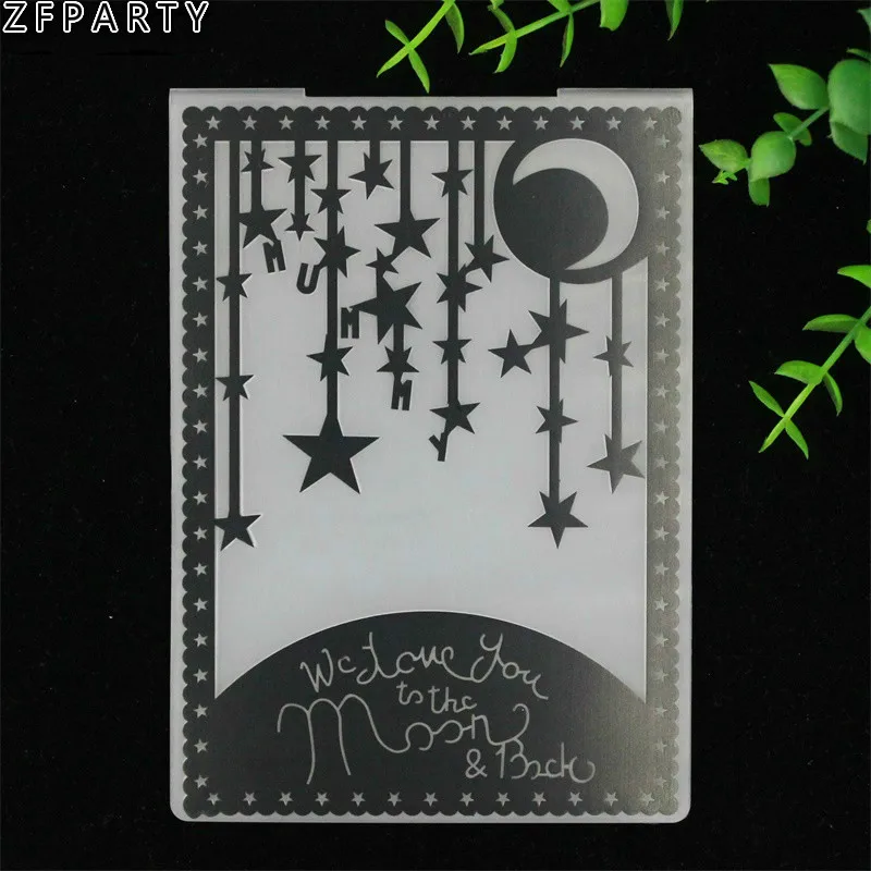 

ZFPARTY Moon Star Plastic Embossing Folders for DIY Scrapbooking Paper Craft/Card Making Decoration Supplies