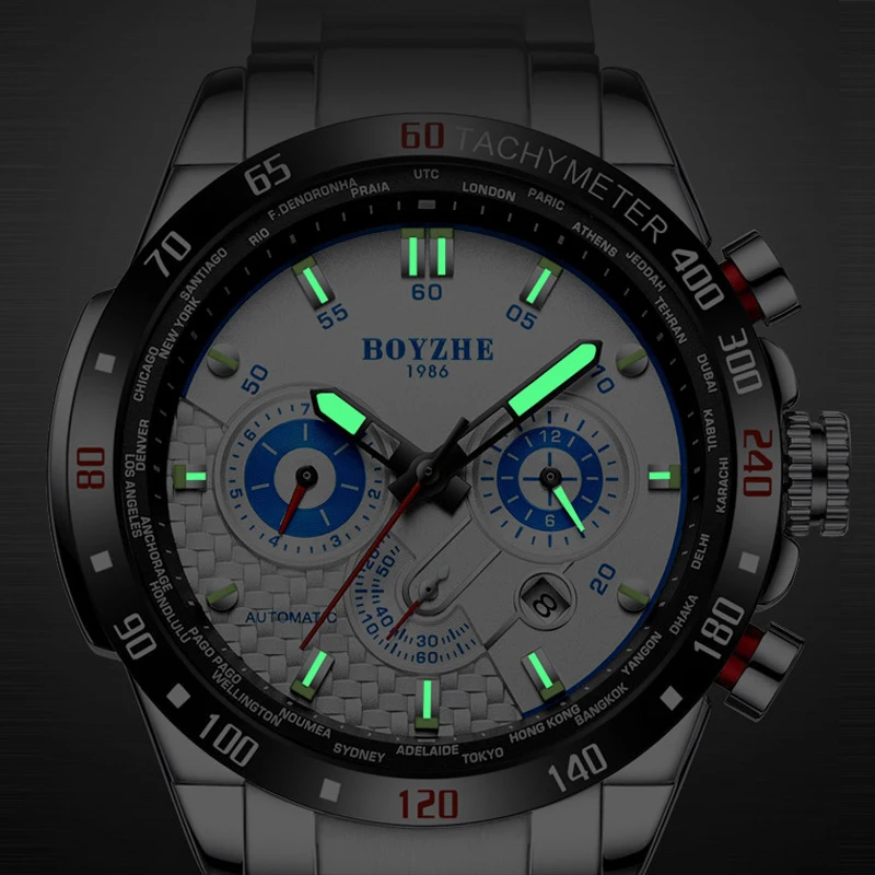 BOYZHE الرجال الرياضة الميكانيكية التلقائية ووتش للماء العلامة التجارية الفاخرة الفولاذ المقاوم للصدأ العسكرية رجل الساعات Relogio Masculino 2019 BOYZHE الرجال الرياضة الميكانيكية التلقائية ووتش للماء العلامة التجارية الفاخرة الفولاذ المقاوم للصدأ العسكرية رجل الساعات Relogio Masculino 2019