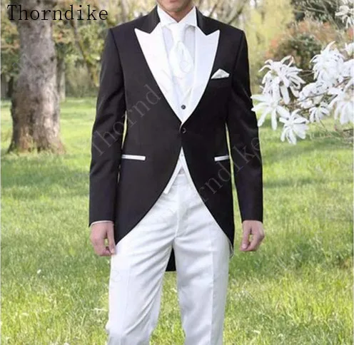 Черный костюм Tailcoat Мужской Блейзер официальная длинная куртка смокинг мужские