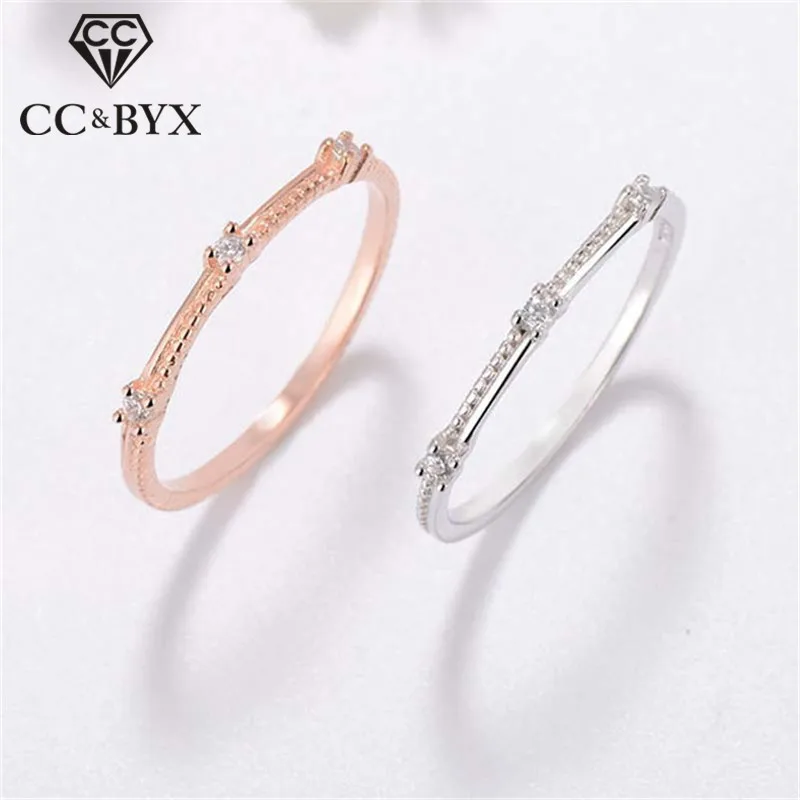 

CC Silver Rings For Women Simple Elegant 3 Cubic Zirconia Drills Tail Joint Ring Bridal Engagement Jewelry Drop Shipping CC1478