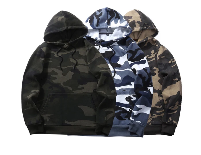 Men Camoflage Hoodie Hooded Sweatshirt Military Camo Pullover Fashion Thick Hoodies Slim Fit Fleece Sportswear Hoody Male