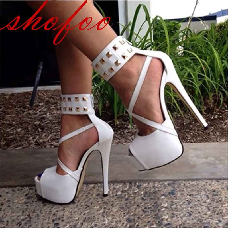 

SHOFOO shoes,Elegant fashion free shipping, banquet sandals, lady sandals, 14.5 cm high-heeled sandals. SIZE:34-45