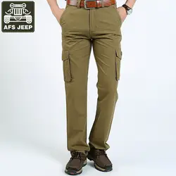 AFS джип бренд 2017 брюки мужские брюки карго средняя талия мульти-карманы брюки мужские армейские военные повседневные модные широкие брюки