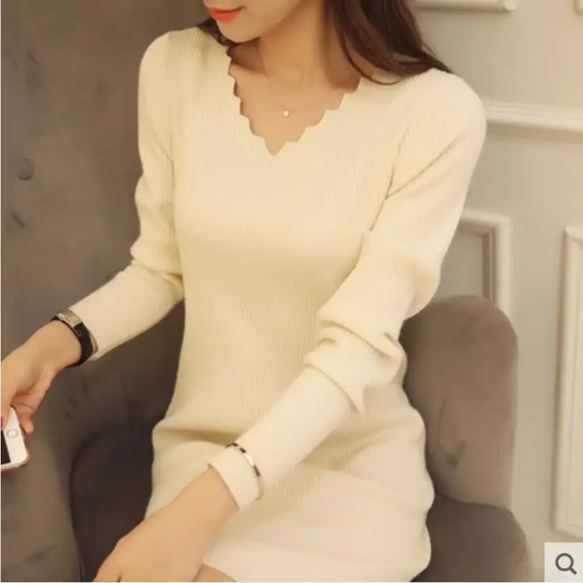 

2019 Autumn Winter Fashion Women Dresses Vestidos Bodycon Dress Female Sweater Kintted Vintage Dress Knitting Dresses LY212