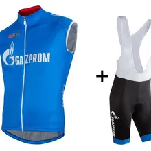"ГАЗПРОМ" PRO TEAM BLUE ЛЕТО РУКАВОВ ЗАДЕЙСТВУЯ ДЖЕРСИ ЖИЛЕТ ВЕЛОСПОРТ ОДЕЖДА ROPA CICLISMO+ БИБ ШОРТЫ 3D ГЕЛЬ PAD НАБОР