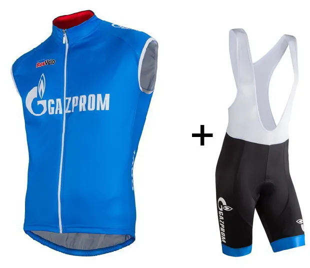 

2016 GAZPROM PRO TEAM BLUE SUMMER SLEEVELESS CYCLING VEST JERSEY CYCLING WEAR ROPA CICLISMO+ BIB SHORTS 3D GEL PAD SET