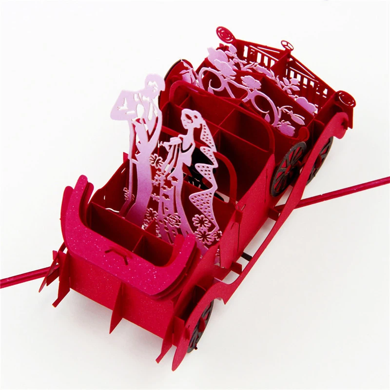  3D Laser Cut Handmade Carving Lover Wedding Car Paper Invitation Greeting Cards PostCard Wedding An - 32793643932