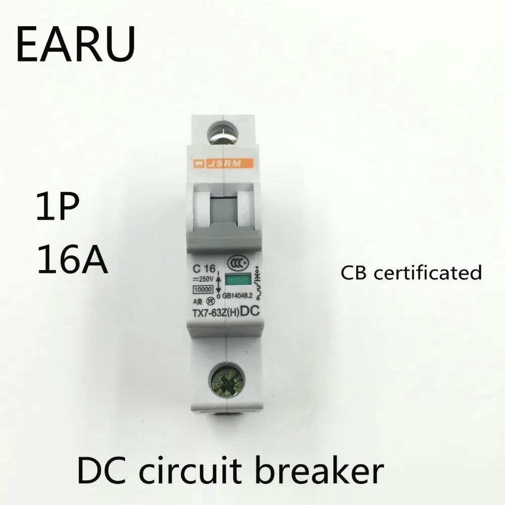 

1P 16A DC 250V DC Circuit Breaker MCB for PV Solar Energy Photovoltaic System Battery C curve CB Certificated Din Rail Mounted