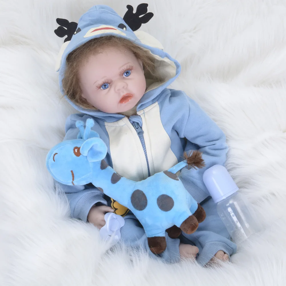 

New Style 55cm Soft Cloth Body Doll Reborn Baby 22" Birthday Gift Playmate Early Education Toys Wedding Presents