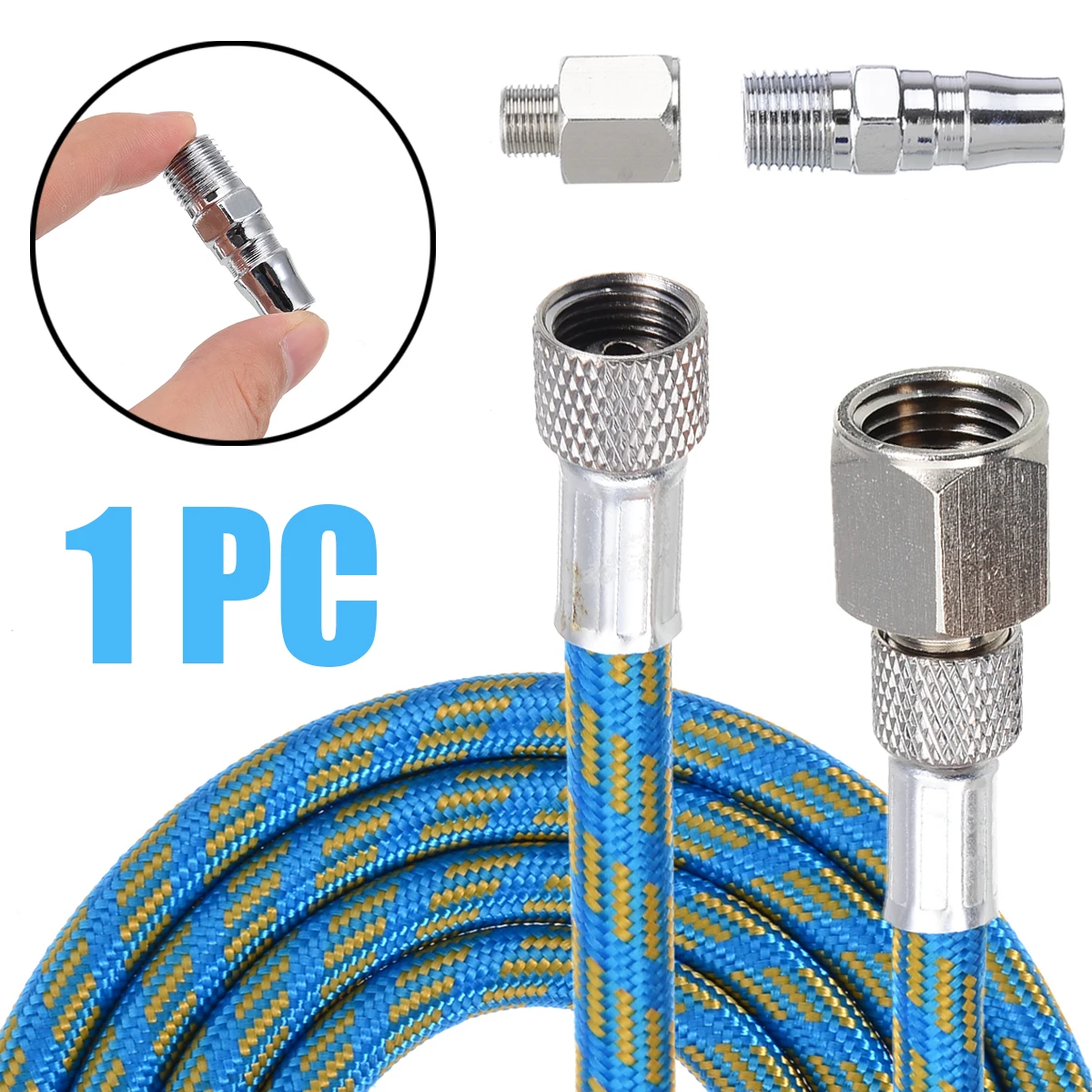 

1 Piece 6FT Braided Airbrush Air Compressor Hose Pneumatic Tool 1/8"-1/4" Connector Adapter Fitting 1.8M Length Random Color