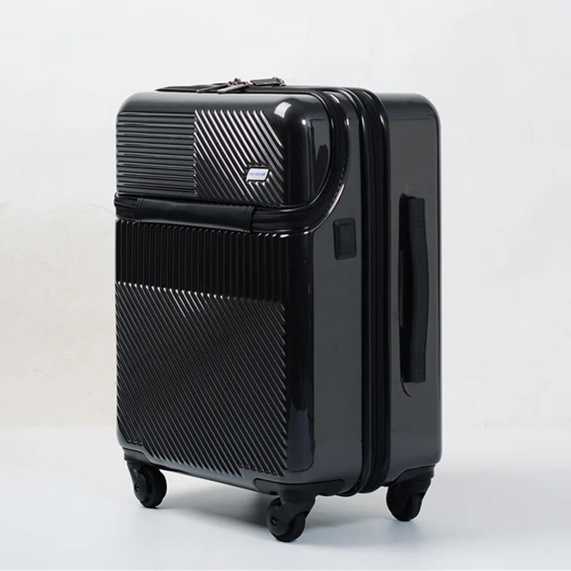 Модный чемодан на колесах, каютный багаж с сумкой для ноутбука, женская фирменная дорожная сумка, Мужская высококлассная дорожная сумка в деловом стиле - Цвет: black