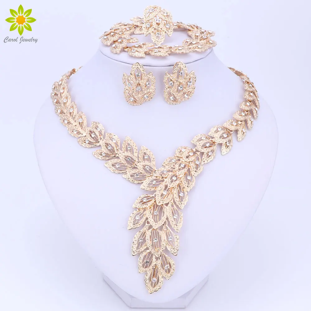 font b Jewelry b font Sets For Women Fine Crystal Necklace Earrings Bracelet Set African