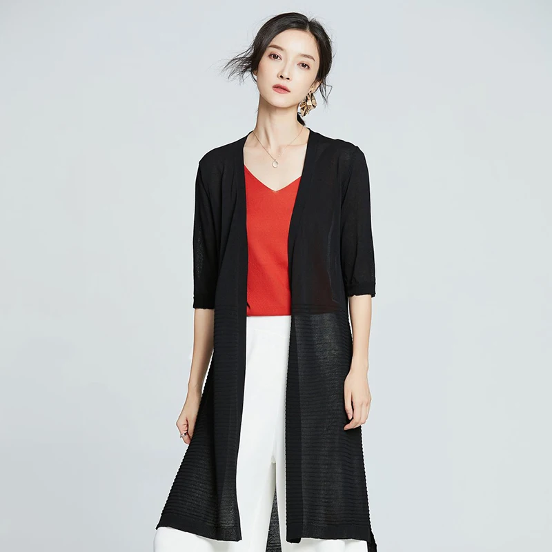 2018 New Fashion Women Thin Cardigans Half Loose Female Knitted Sweater Lady Long Casual Open Stitch Cardigans Coat ZML-599 Sweaters