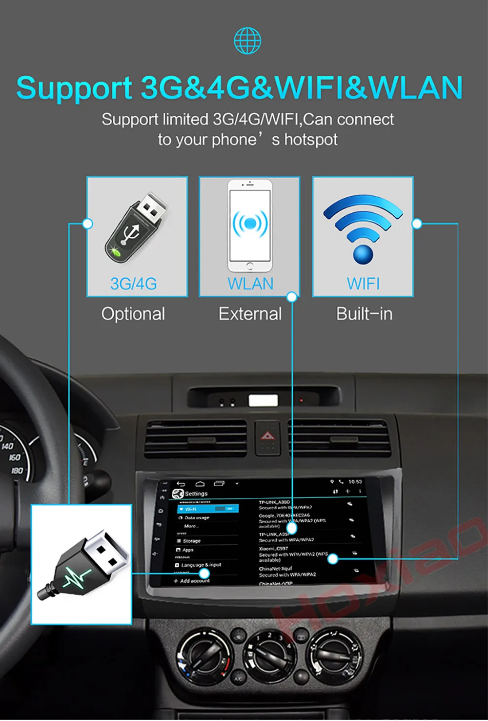 Perfect Hoxiao Android 6.0 for SUZUKI SWIFT 2011-2015 GPS HD multimedia player map navigation WIFI RDS BT no DVD 9  inch 2DIN car radio 7