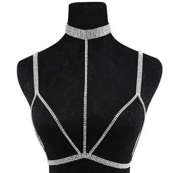 Rhinestone Multilayer Rows Crystal Bra Chain8