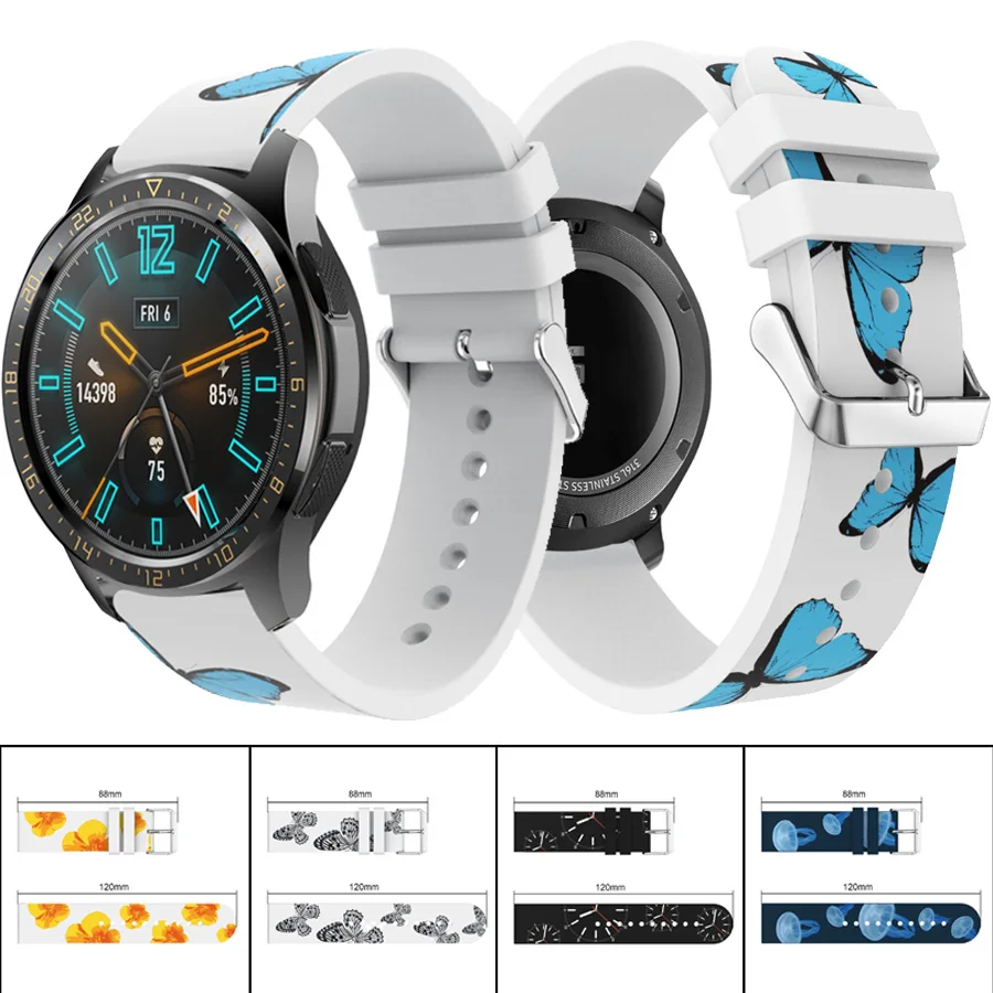 

22mm Printing Pattern Sport Silicone Watch Band Strap For HUAWEI WATCH GT Watch Replacement Bracelet Strap For Huami Amazfit 2S