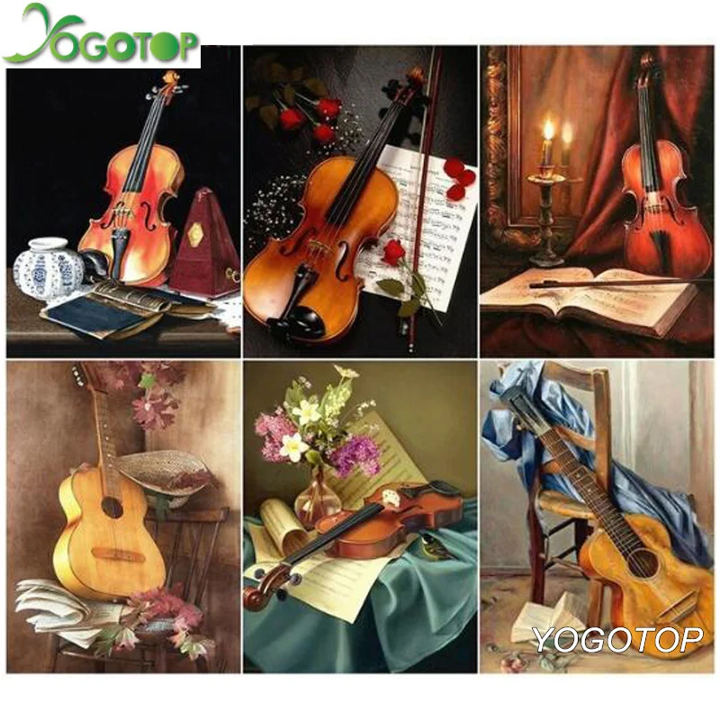 

YOGOTOP Diamond Embroidery "Violin Flower" 5D DIY Diamond Painting Full Square/Round Mosaic Drill Rhinestone Home Decor YY098