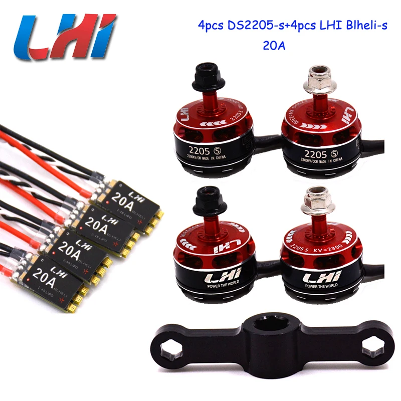 

rc brushless dc motor controller 12v kit 4 PCS 20A Blheli BB1 2-4S F450 quadcopter plane quadrocopter esc+LHI 4pcs 2205 Motor