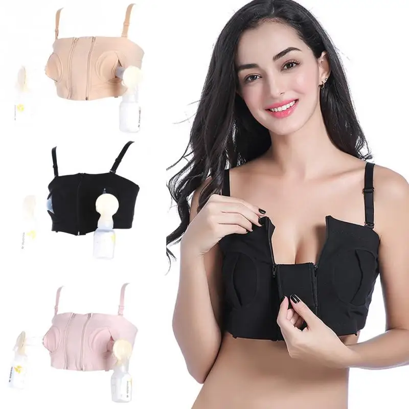 Nursing Bra Maternity Hands Free Pump Bra Breast Feeding Pumping Cotton