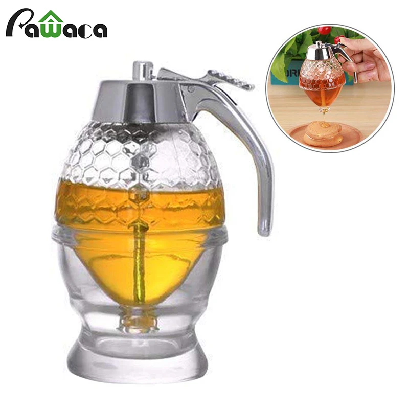 

Honey Dispenser Syrup Jam Juice Dispenser Kettle Honey Jar Container Maltose Syrup Squeeze Bottle Cup Pot with Stand Holder